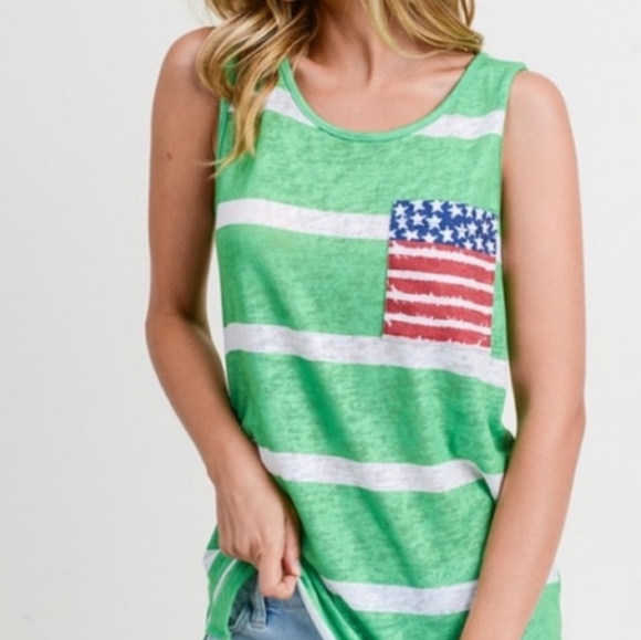 Tops - Striped flag tank top
